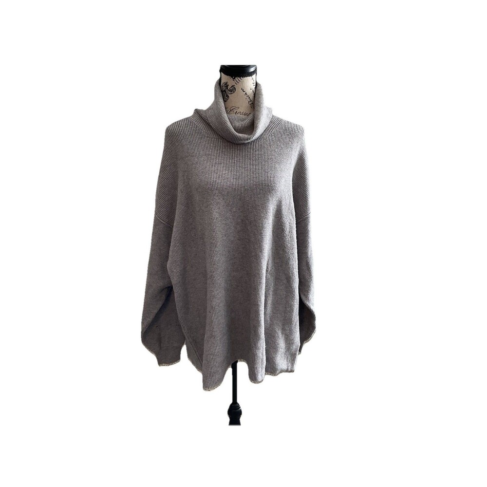 Free people oversized baggy gray turtleneck size large cabincore cottagecore